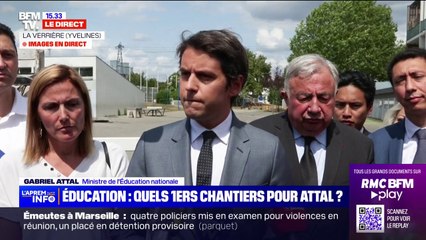 Gabriel Attal, ministre de l'Éducation, en déplacement à La Verrière: "Ils ont été traumatisés" par l'incendie de deux écoles lors des émeutes