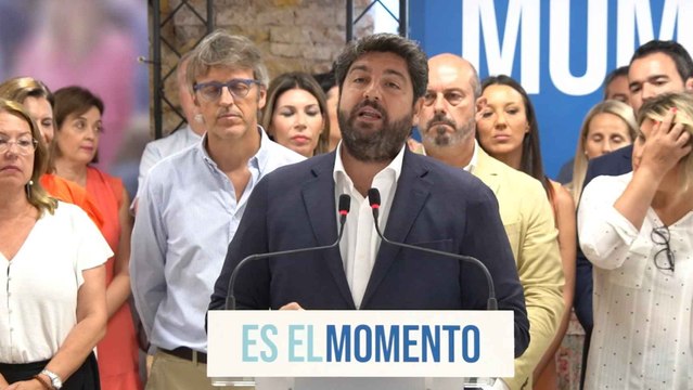 El presidente del PP de la Región de Murcia, Fernando López Miras, este viernes, haciendo balance de la campaña electoral.