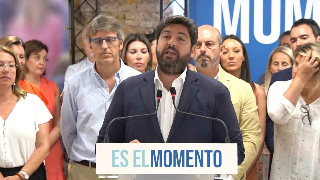 El presidente del PP de la Región de Murcia, Fernando López Miras, este viernes, haciendo balance de la campaña electoral.
