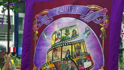 Actors gather in Leicester Square to mark strike