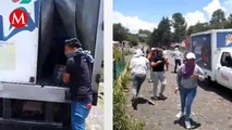 Graban a normalistas saqueando camiones en Michoacán; los obligan a regresar lo hurtado
