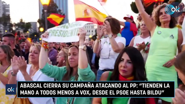 Abascal cierra su campaña atacando al PP: Tienden la mano a todos menos a Vox, desde el PSOE hasta Bildu