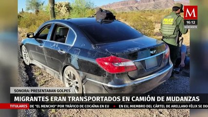 Rescate de migrantes en camión de mudanza por patrulla fronteriza en Sonora
