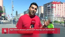 Ağır hasarlı binanın yıkımı Türk bayrağı için durduruldu