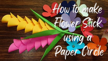 Download Video: How to make easy Flower Stick using a Paper Circle | Origami Paper Flower | DIY Craft Paper Flower