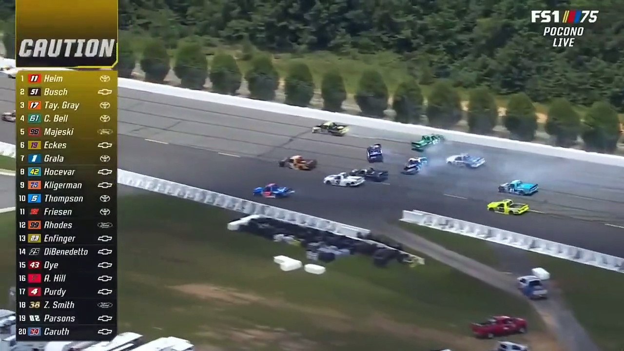 Nascar Trucks Series 2023 Pocono Race Pile Up Smith Huge Fire