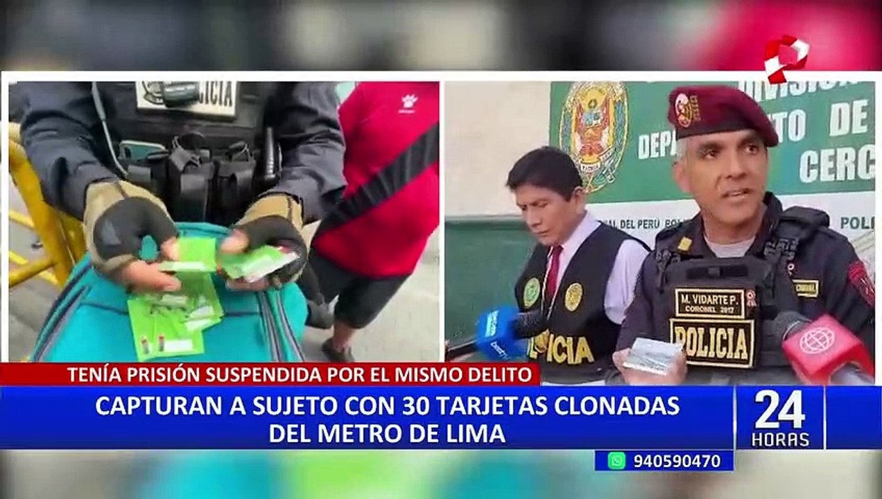 Cae sujeto con 30 tarjetas clonadas del Metro de Lima