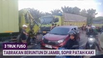 3 Truk Fuso Tabrakan Beruntun di Jambi, Sopir Patah Kaki
