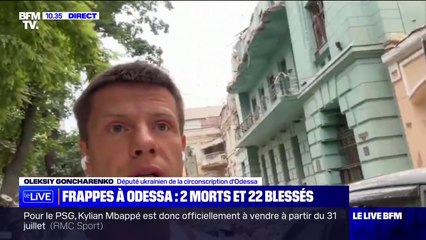 Download Video: Frappes sur Odessa: le député ukrainien Oleksiy Goncharenko montre les dégâts dans la ville