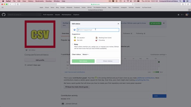How to USE Github on a Computer - Change Your Profile Status | Tutorial 3