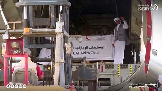 Watch: UAE aid plane arrives in Chad carrying food parcels for refugees, local community