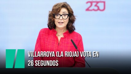 Isabel Goicoechea (subsecretaria del Ministerio del Interior): "Como ejemplo que viene siendo habitual ha cerrado ya la votación el municipio riojano de Villarroya donde todos sus vecinos han emitido su voto"