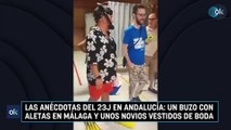 Las anécdotas del 23J en Andalucía: un buzo con aletas en Málaga y unos novios vestidos de boda