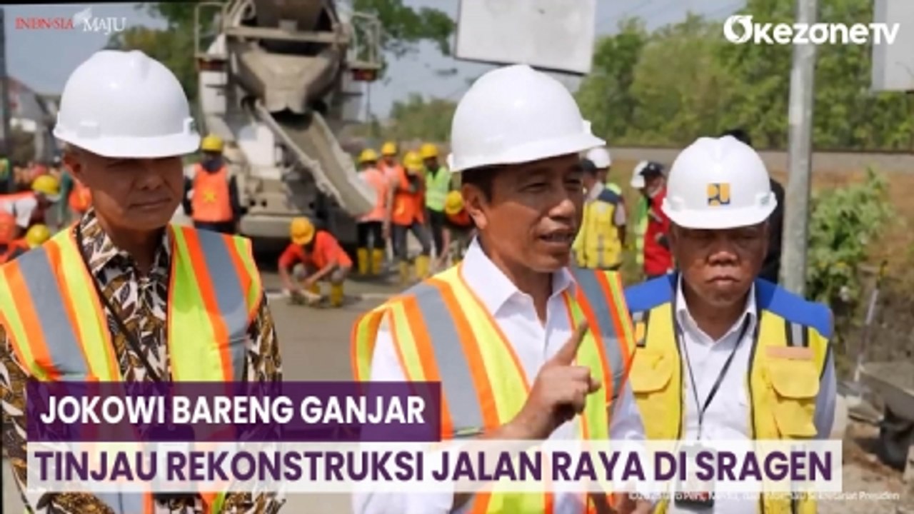 Jokowi Bareng Ganjar Tinjau Rekonstruksi Jalan Raya di Sragen