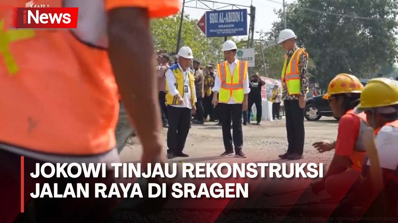 Kunker ke Jawa Tengah, Jokowi Ditemani Ganjar Tinjau Rekonstruksi Jalan Raya di Sragen