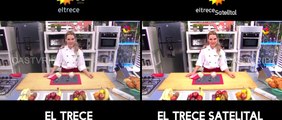 Comparación entre El Trece y El Trece Satelital durante una mini tanda publicitaria