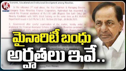 Minority Bandhu : CM KCR Announces Rs 1 Lakh Financial Assistance To Minority People | V6 News