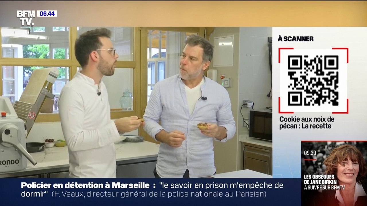 Ma recette estivale avec un chef: un cookie aux noix de pécan, caramel et praliné pour une petite touche sucrée