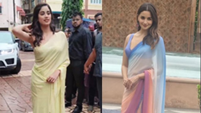 Janhvi Kapoor Yellow Saree Look या Alia Bhat Multicolored Saree Look कौन लगा ज्यादा Hot | Boldsky