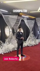 #JakRoberto looks sharp in his charcoal suit tonight as he walks the red carpet solo. #GMAGala2023 #CosmoAtGMAGala2023 #SummitAtGMAGala2023