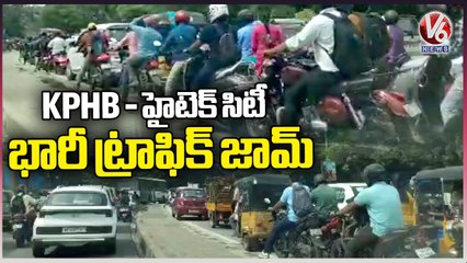 Huge Traffic Jam At KPHB Nexus Mall To Hitech City Road _ V6 News