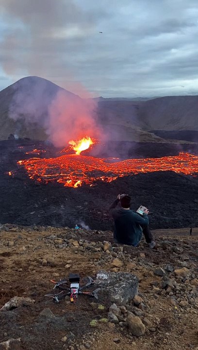 Lava-Proof Drone Zooms Over Active Eruption