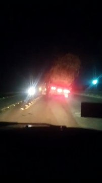 Un camión que transportaba caña volcó en medio de la carretera