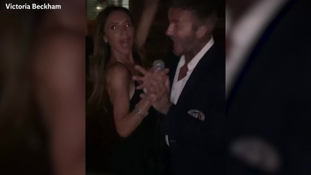 Victoria and David Beckham belt out Spice Girls hit during karaoke night