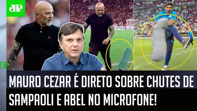 ESSA COMPARAÇÃO é... Sampaoli CHUTA o microfone, e Mauro Cezar APONTA DIFERENÇA para Abel Ferreira