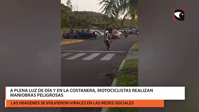 A plena luz de día y en la costanera, motociclistas realizan maniobras peligrosas