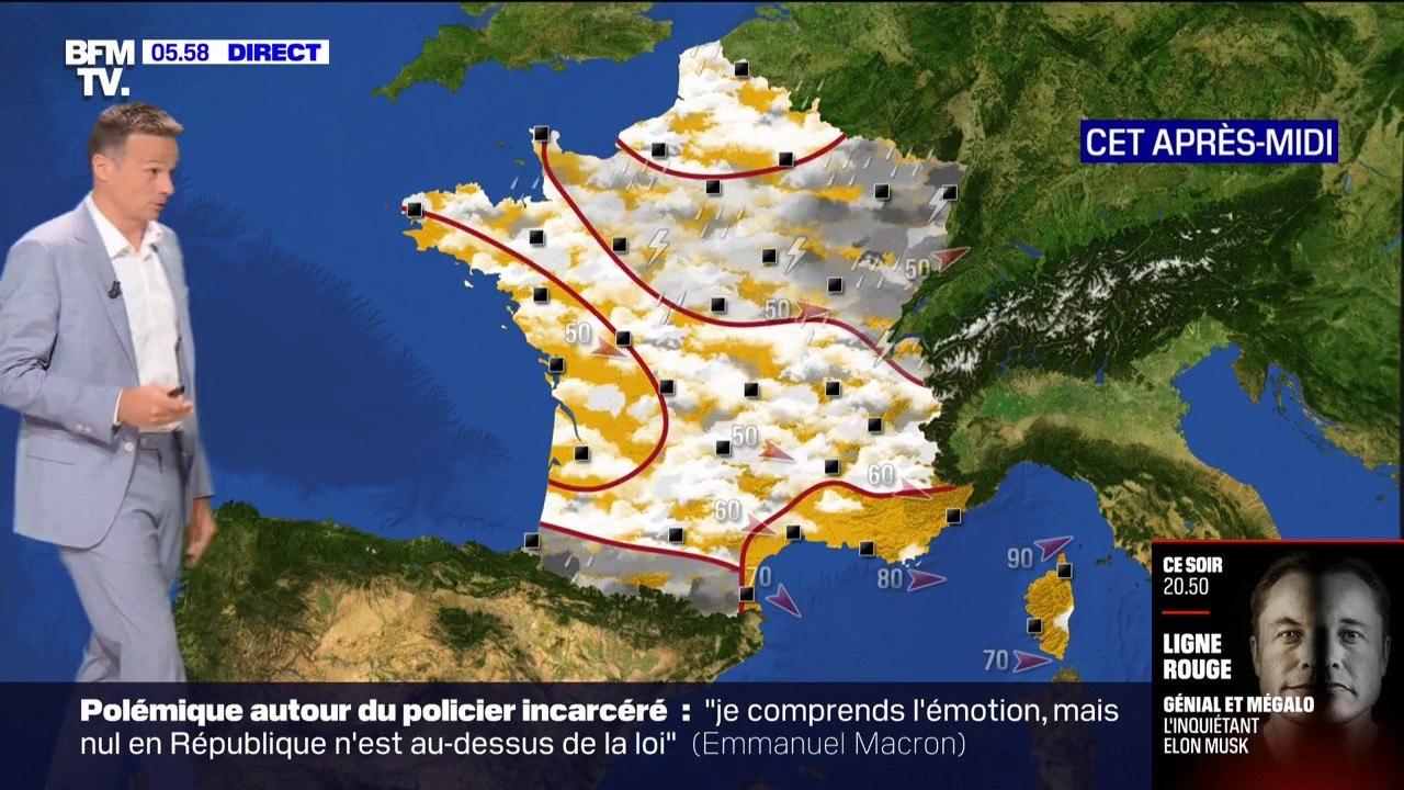 Des averses, des orages et des températures en baisse sur la majeure partie du pays ce mardi