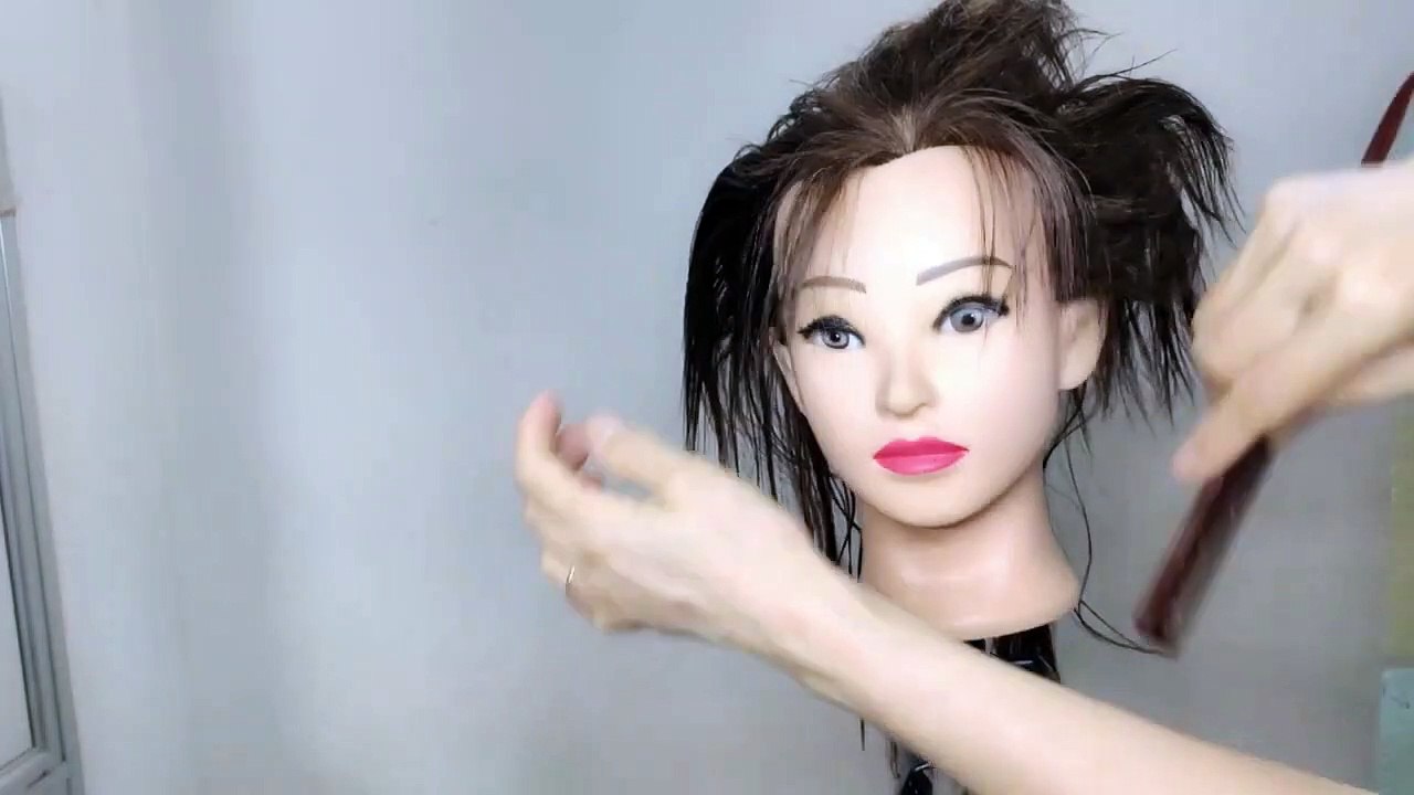 【203】cách búi tóc!!  Cách Búi Tóc！｜Mẫu Tóc Bới  Một Bên Thấp kết Hợp Với Đuôi Xoắn Ngắn Ngang Sau Ót