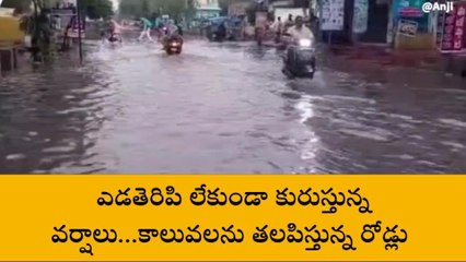 రేపల్లె: ఎడతెరిపి లేకుండా కురుస్తున్న వర్షాలు... కాలువలను తలపిస్తున్న రోడ్లు
