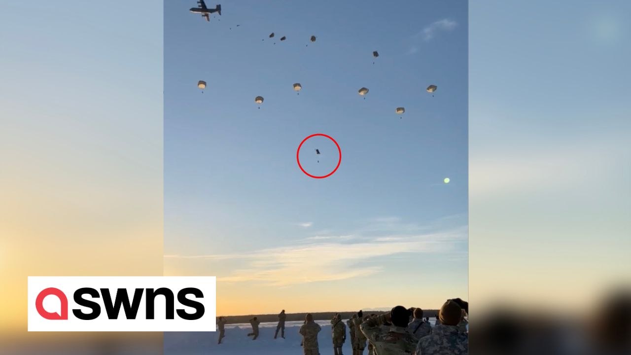 Soldier escapes serious injury after he deploys emergency chute hundreds of feet above ground