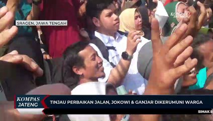 Tinjau Perbaikan Jalan, Jokowi dan Ganjar Dikerumuni Warga