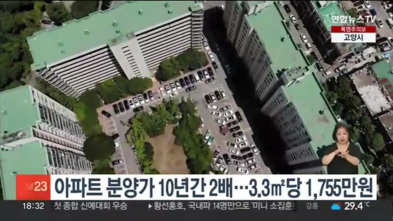 아파트 분양가 10년간 2배 가까이 올라…3.3㎡당 1천755만원