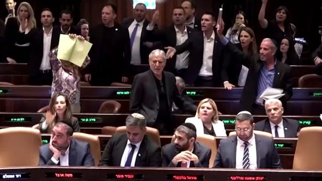 Members of Israel’s Knesset chant ‘shame’ and walk out of vote on judicial changes