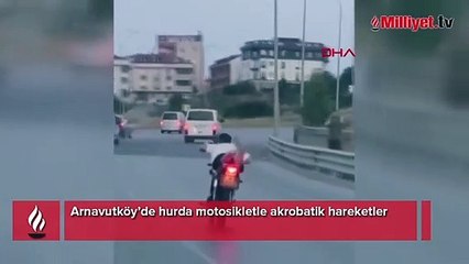 Arnavutköy’de hurda motosikletle akrobatik hareketler