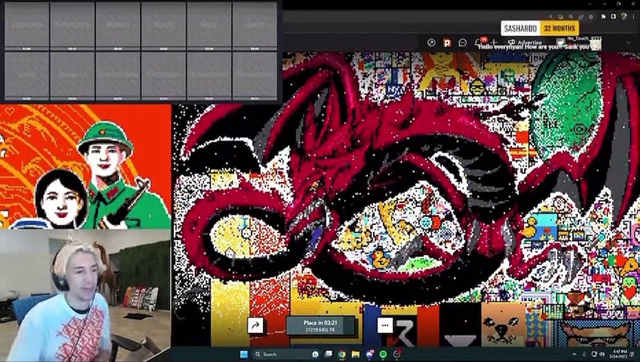 „Ich habe euch enttäuscht“ – xQc ergibt sich deutschem Twitch-Streamer beim großen Pixel-Kampf auf Reddit und schlägt Bündnis vor