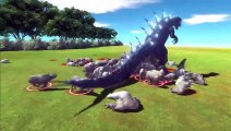 Godzilla vs MechaGodzilla vs Burning Godzilla vs Skeleton Godzilla  - Animal Revolt Battle Simulator
