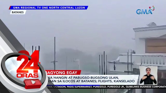 Malakas na hangin at pabugso-bugsong ulan, nararanasan sa Ilocos at Batanes; flights, kanselado | 24 Oras