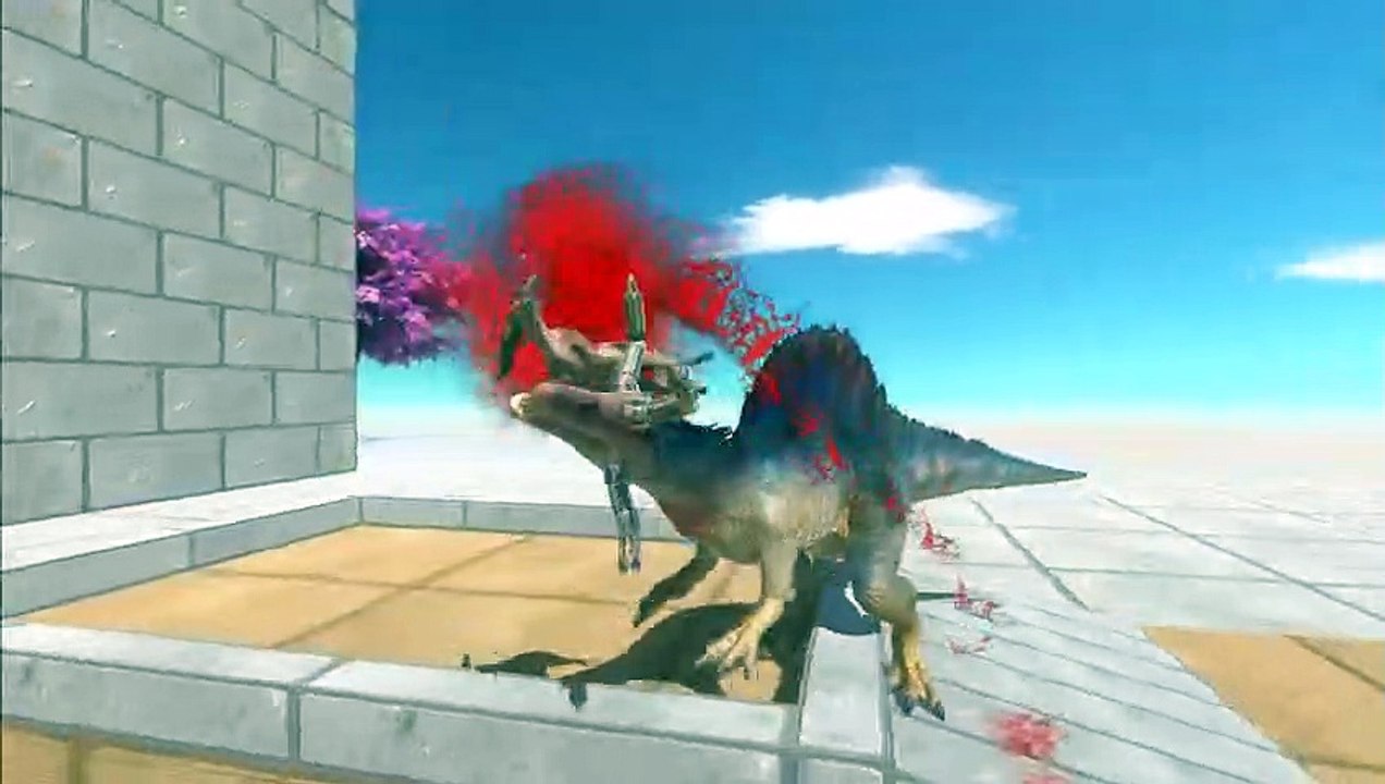 Spinosaurus vs T-Rex   Harpoon Feeding Challenge - Animal Revolt Battle Simulator