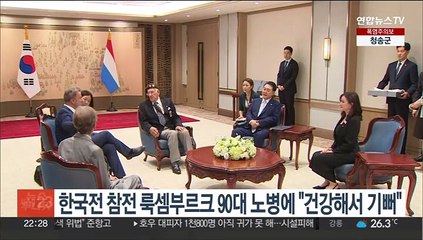 윤대통령, 한국전 참전 룩셈부르크 90대 노병에 "건강해서 기뻐"