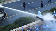 Dramatic moment Israeli police fire water cannons at protesters opposing controversial judicial overhaul plans