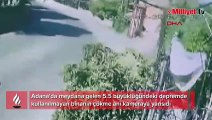 Adana'da 5.5'lik depremde kullanılmayan binanın çökme anı kamerada