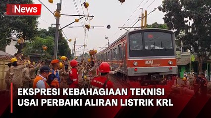 Teknisi Bersorak sambil Lempar Helm usai Berhasil Perbaiki Aliran Listrik KRL Rangkasbitung-Kebayoran Lama