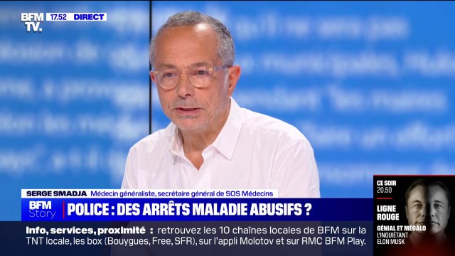 Protestation des policiers: S'il y a des policiers en arrêt de travail, c'est quand même l'expression d'une certaine souffrance , pour Serge Smadja (secrétaire général de SOS Médecins)