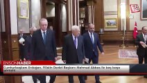 Cumhurbaşkanı Erdoğan, Filistin Devlet Başkanı Mahmud Abbas ile baş başa görüştü