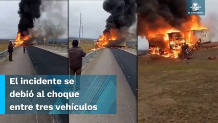 Carambola e incendio en el libramiento México-Tuxpan deja un muerto