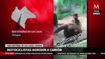 En Chiapas, un grupo de motociclistas agreden camión del transporte público